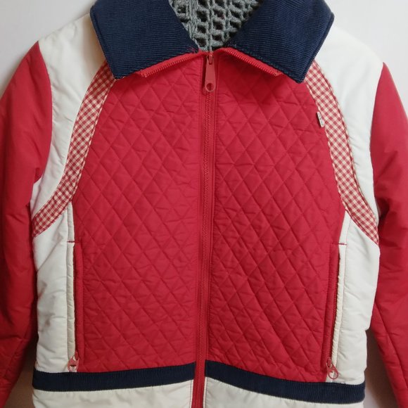 SKI Levi's Vintage Jacket Women's Size 11/12 Ski Jacket Red White Blue Gingham - Picture 2 of 14